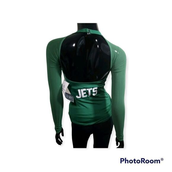 NFL All Sport Couture New York Jets Green Mesh Long Sleeve Top -G - Picture 2 of 7